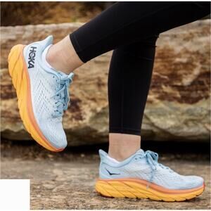 Hoka One One Clifton 8 Athletic Women's Shoes Size 9 B Blue Orange